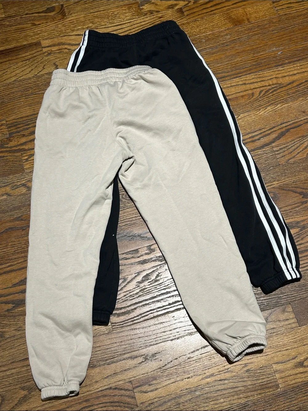 2 Pair 10/12 adidas Kids Beige and Black Jogger Sweatpants